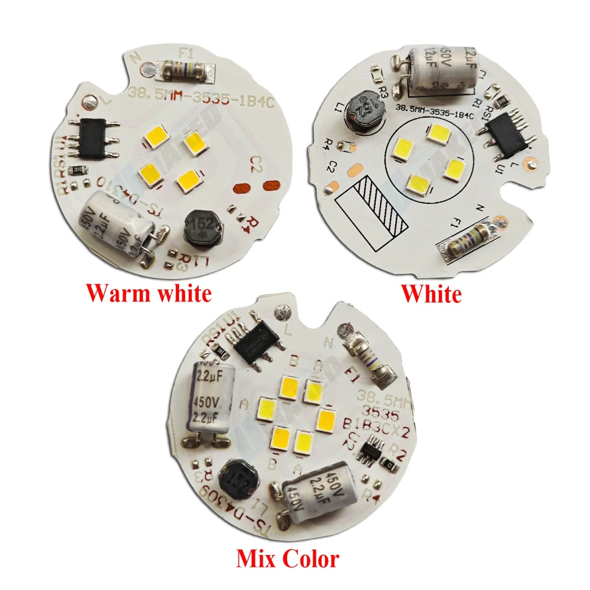 10pcs 3W 5W 9W 220V led downlight source, 38.5mm PCB with Smart IC driver, White 3000K, Bi color aluminum PCB diy for bulb track
