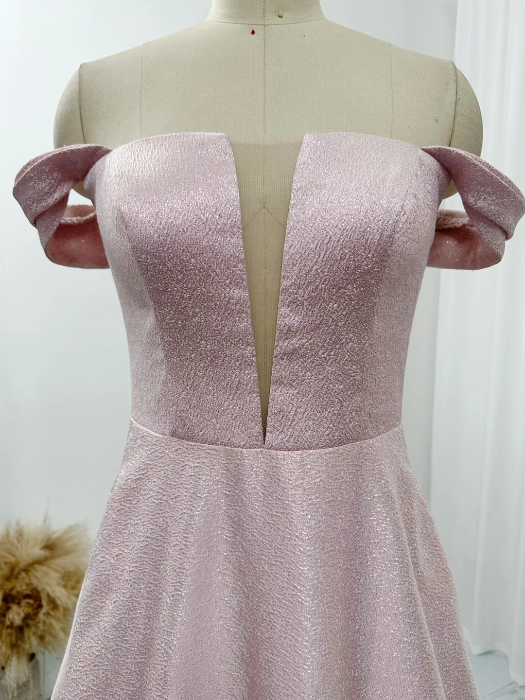 Falda de vestido de banquete de día sensorial de lujo SatinLight, Top de tubo rosa claro, alto nivel, M1272