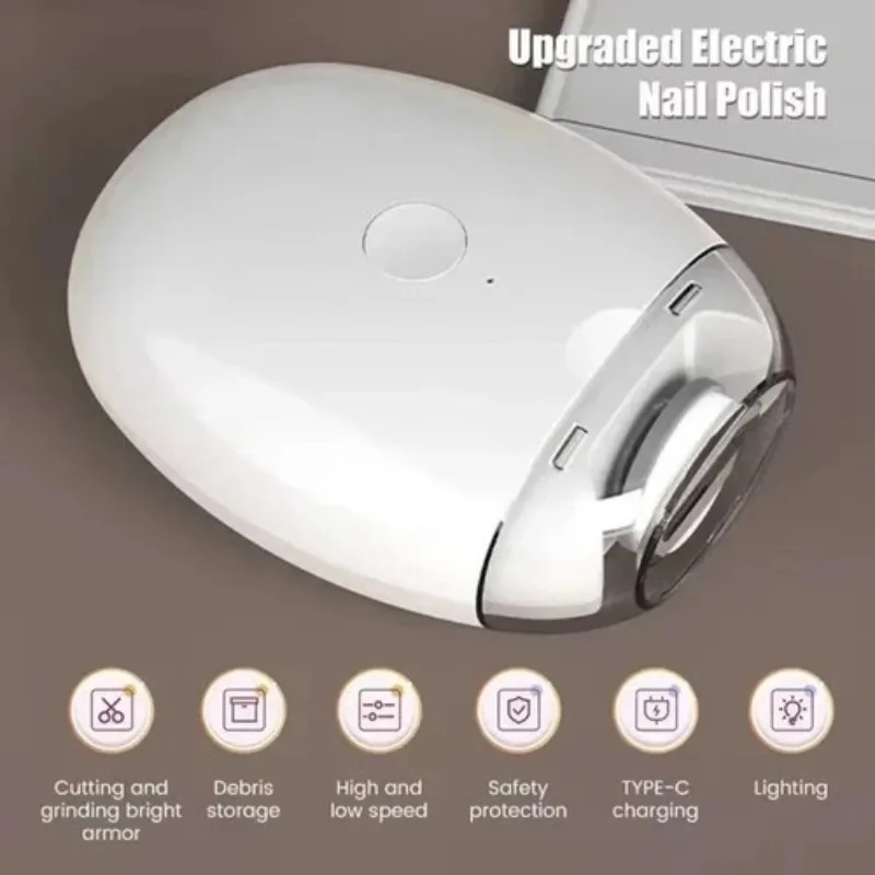 Flash sale USB Rechargeable Electric Nail Grinder with Built-in LED Light, Automatic Fingernail & Toenail Trimmer Nail Cutter for Home Use