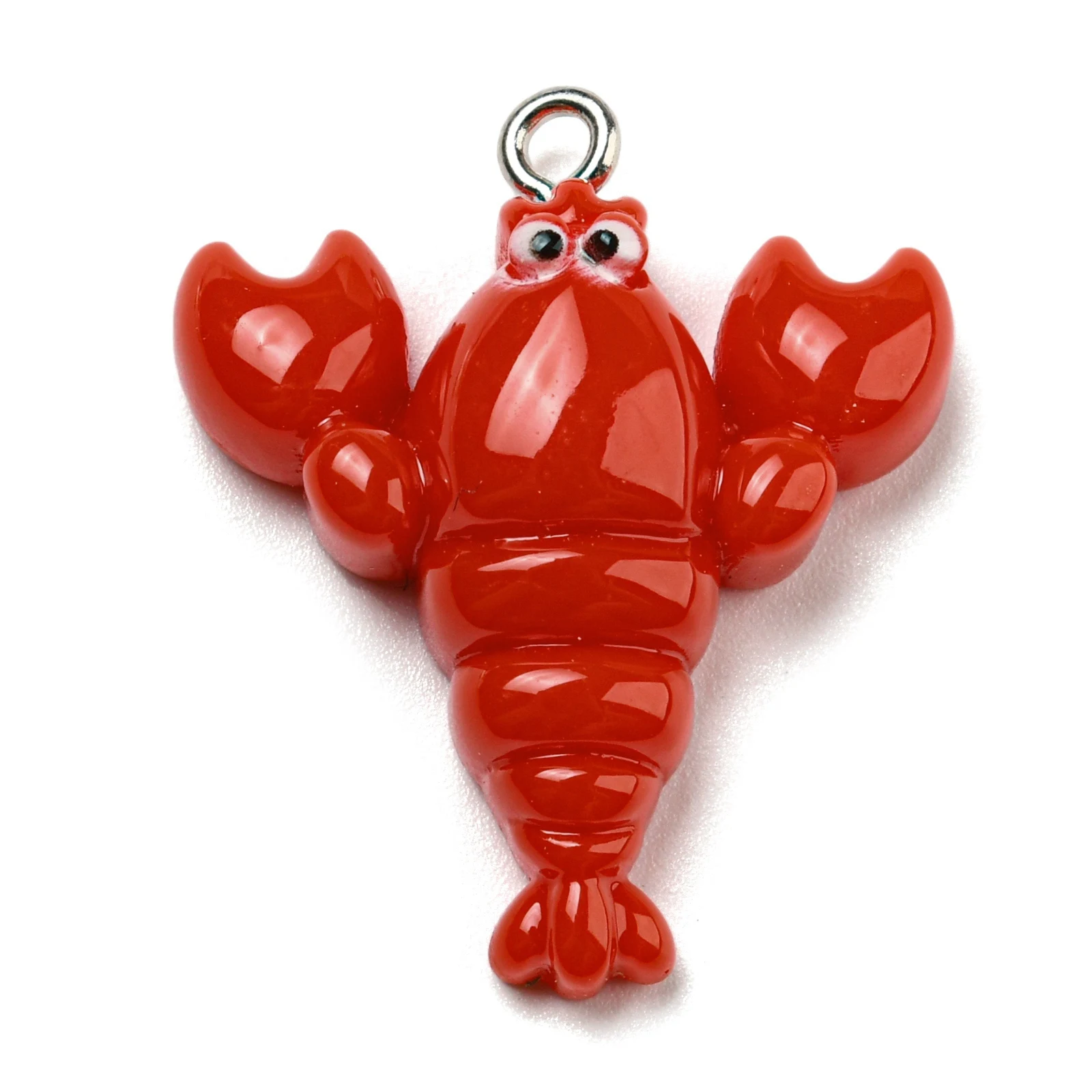 

50pcs Red Kebab Lobster Resin Charms Cute Imitation Food Cartoon Pendants with Loops for Dangle Jewelry DIY Making 29x24x8mm