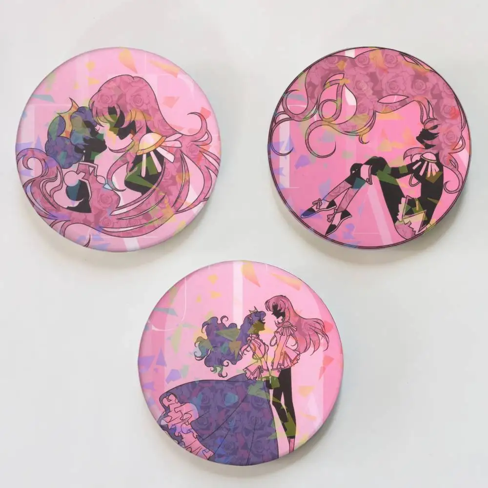 Anime Revolutionary Girl Utena Round Badge for Backpack Accessories Laser Lapel Pins Jewelry Gifts