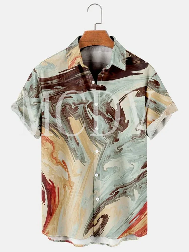 

Men's For Women Summer Shirts Geometric Texture Print Casual Vacation Short Sleeve Hawaiian Shirt