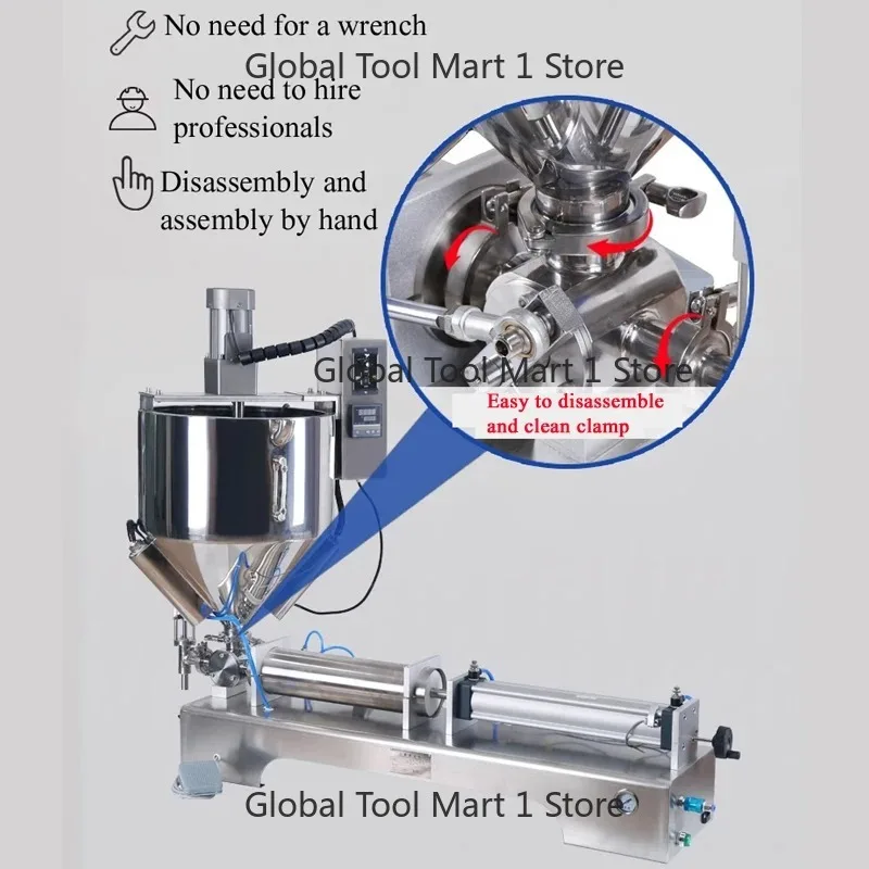 

PBO-BP Pneumatic Driven Mixing Filling Machine Customizable for Heating for Beverage Jam Pulp Paste Honey And Air Fillings