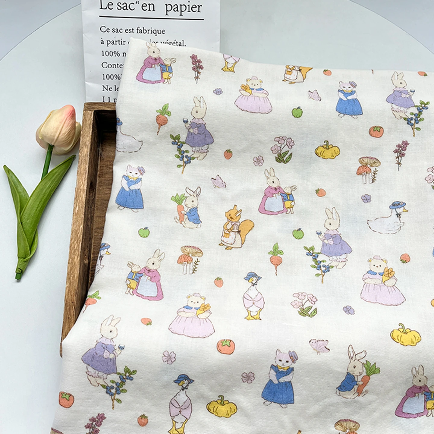 

Bamboo Fiber Gauze Forest Animal Baby Saliva Towel Bath Towel Mosquito Proof Summer Clothes Home Fabric DIY Sponge Pad