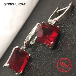 Hot 925 silver zircon Natural Garnet Amethyst Peridot Blue Topaz 925 Sterling Silver Stud Earrings for Women Gemstone Jewelry