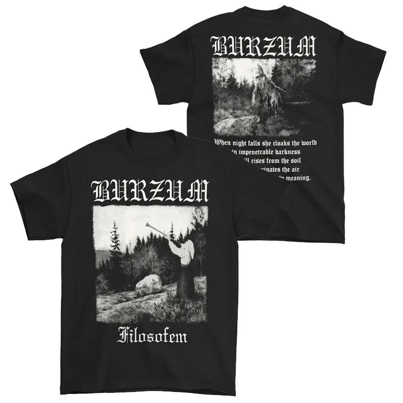 2026 Y2k Norwegian Black Metal Band BURZUM Rock Dark Punk Men's Black Short-sleeved Printed Short-sleeved T-shirt