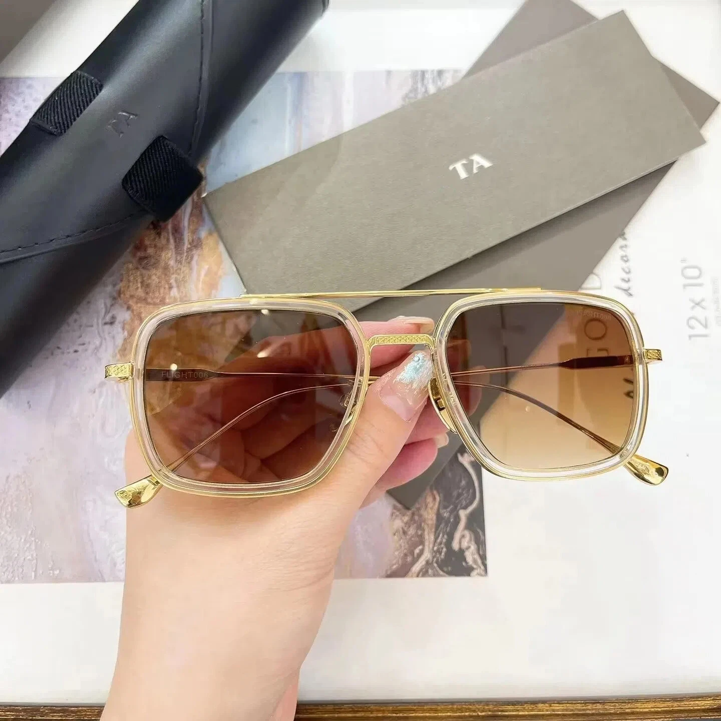 

Authentic For DIYTA DT DTS006 FLIGHT 006 Alloy Frame Men Women Sun Glasses Trendy Classic Business Male Couple Eyewear With Box