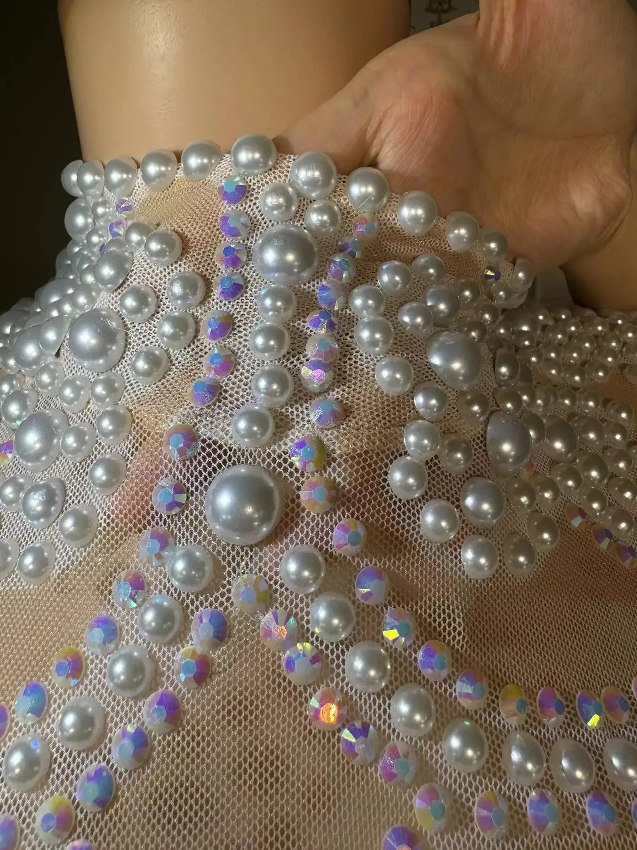 Nuevo Vestido de Lana a la Moda, Sexy y Lujoso, Vestidos Ajustados para Mujer, Elegante Vestido con Cuentas de Perlas Blancas