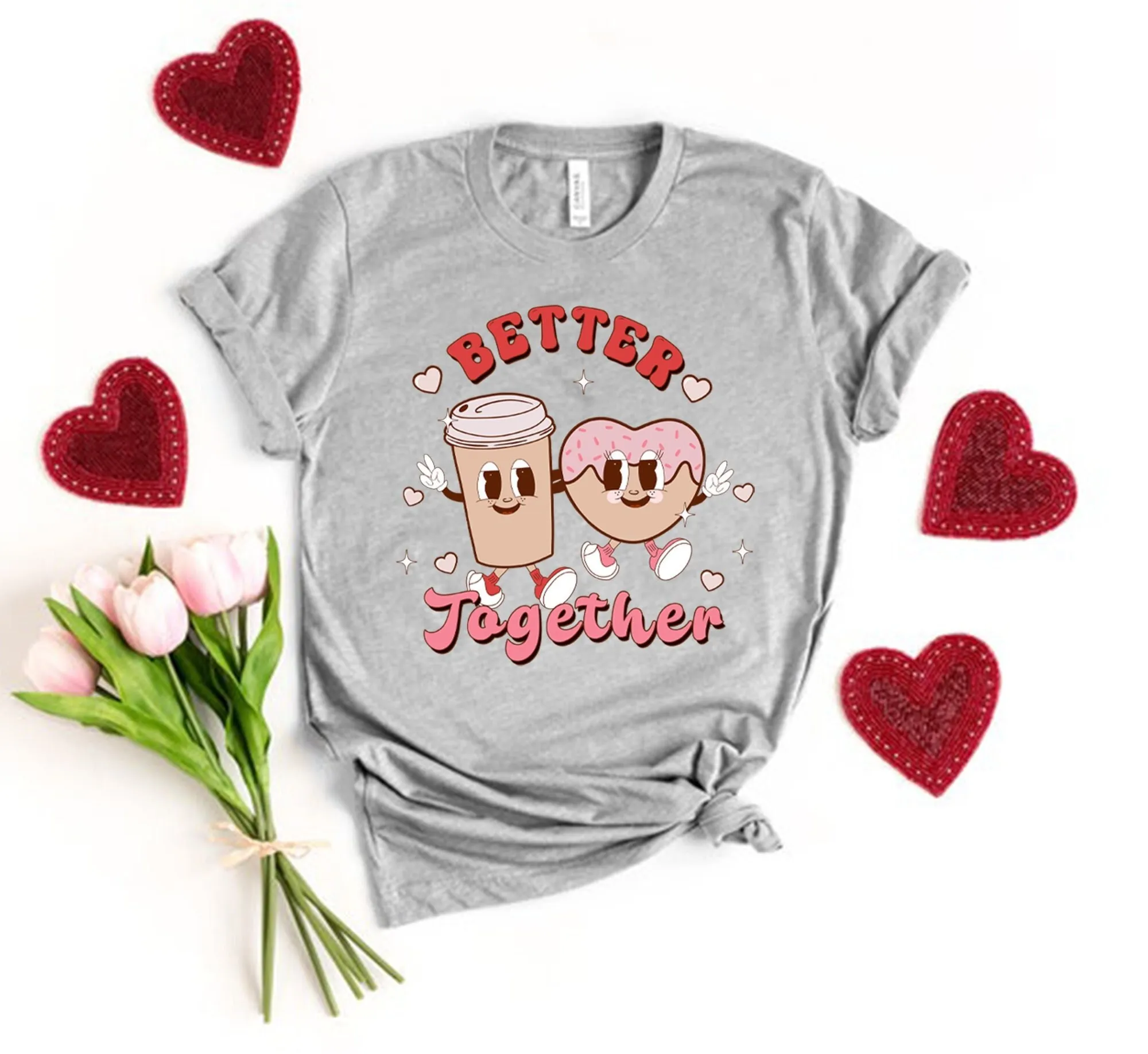 Couple Valentine'S Shirts Better Together Matching Retro Valentine Mommy And Me Coffee Donut T Shirt