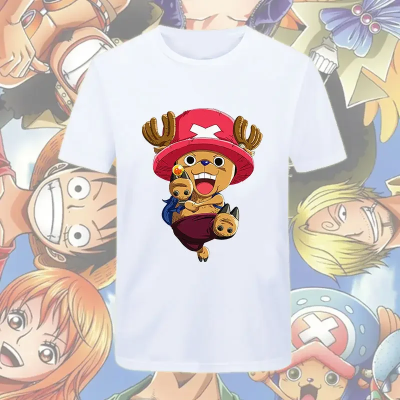 T-shirt bianca ufficiale One Piece da uomo con grafica Luffy Silhouette con logo classico e sfondo multi-personale T-shirt in cotone anime