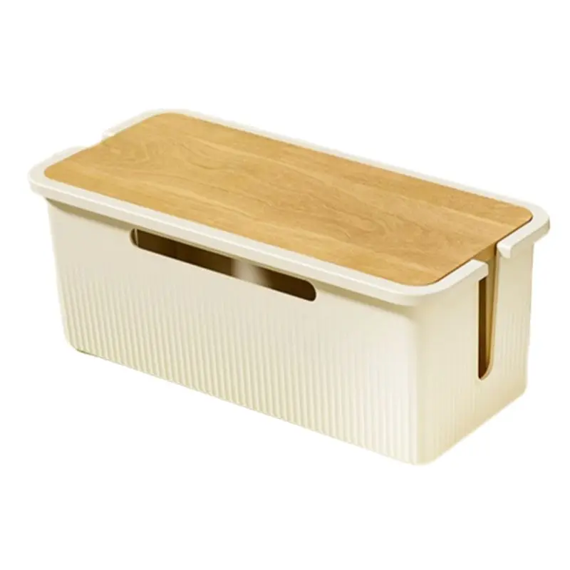 

Коробка для организации кабелей с крышкой для скрытия проводов и удлинителей, органайзер для компьютерных кабелей на стол, 23.5X11.5X12см-AT30