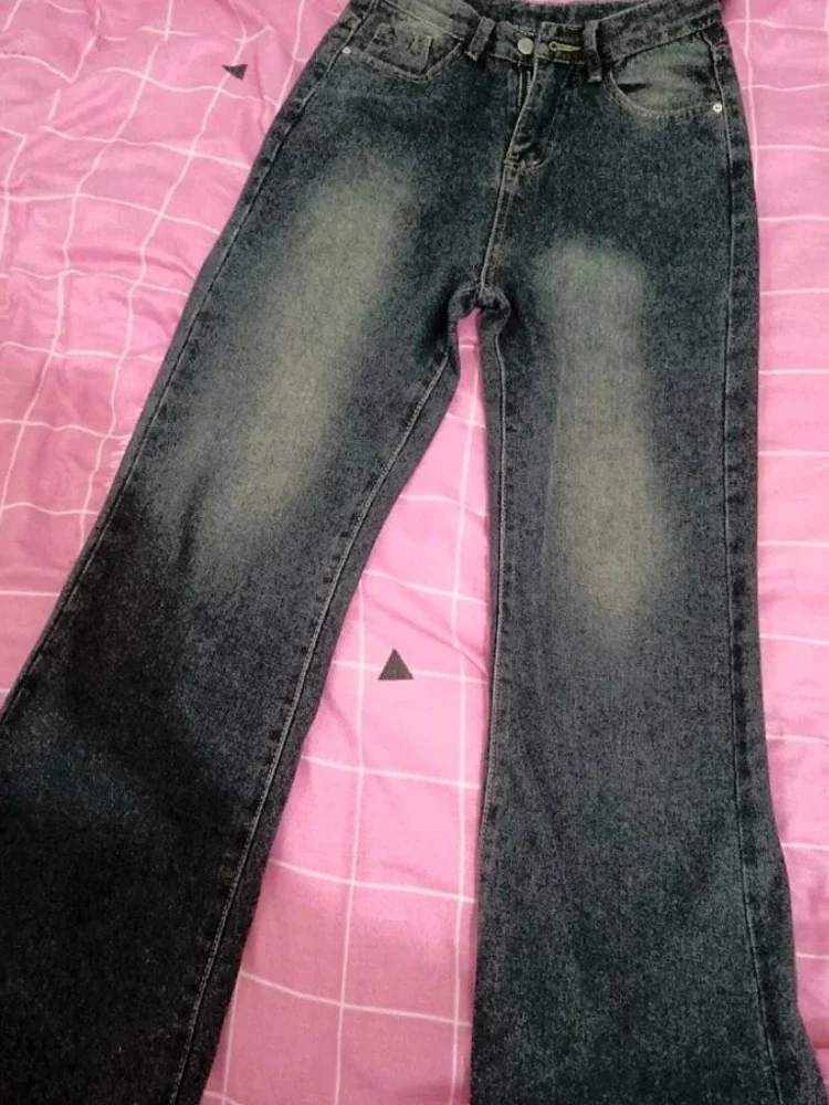 Baggy Jeans Women Flare Spring Fashion Streetwear All-match Chic American Retro Full-length Personality Students Basic Casual