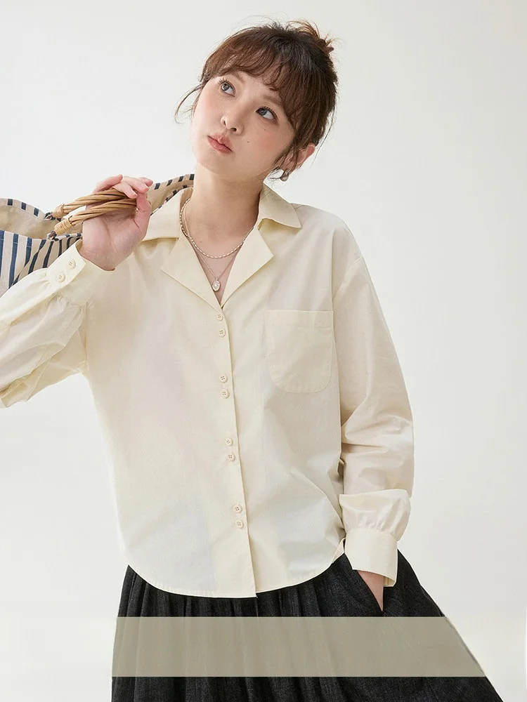 

AMUU Оригинальный корейский топ из чистого хлопка для женщин, новинка ранней весны, универсальный, с длинным рукавом, дышащий