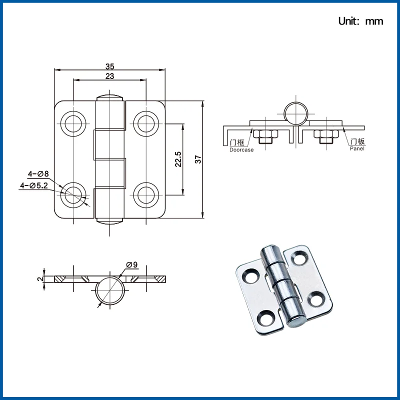 5pcs Iron Galvanized Flat Folding Hinge Distribution Cabinet For Industrial Motors And Mechanical Equipment