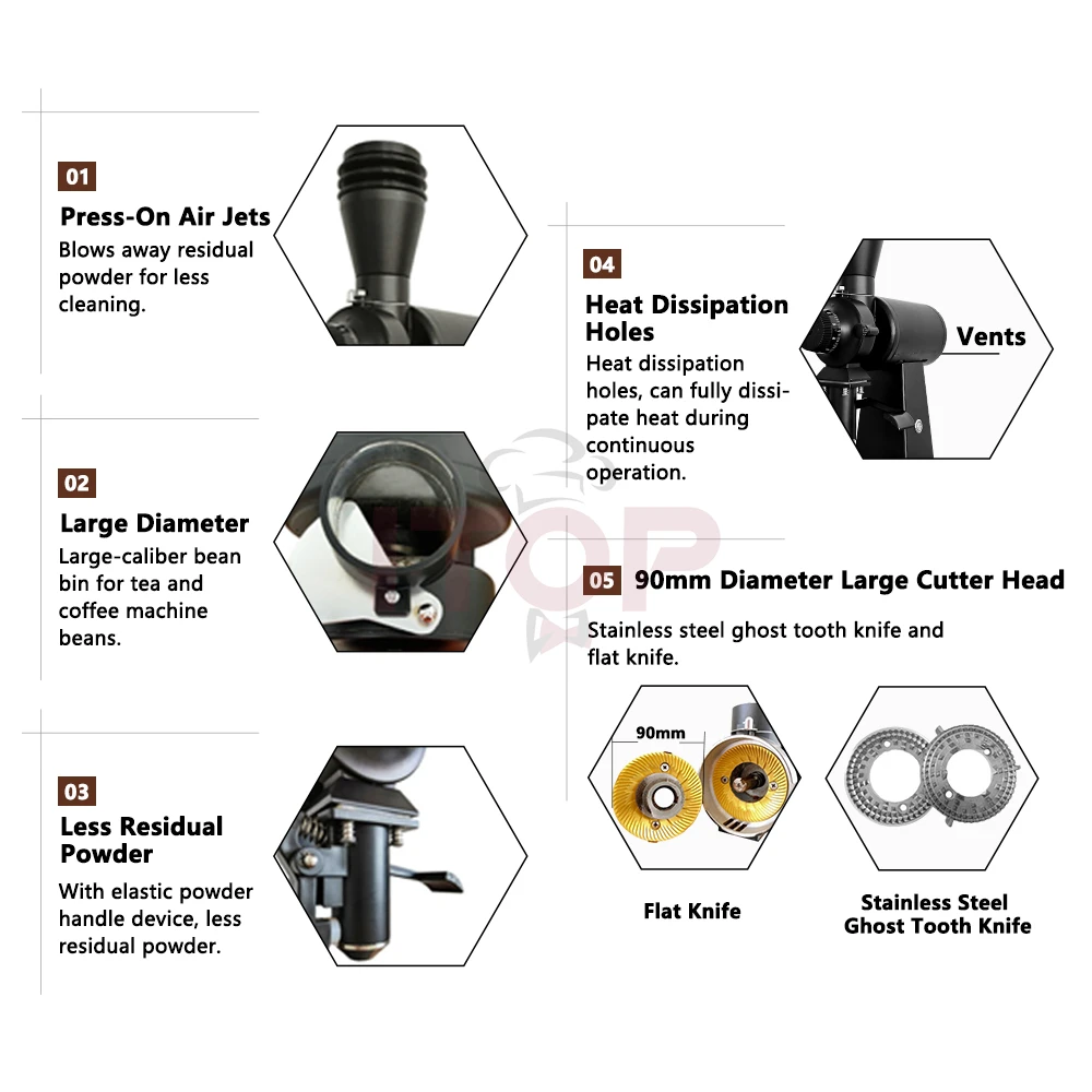 ITOP 90mm Coffee Grinder Updraded Titanium Flat Burr and DC Motor Espresso Bean Mill 110V 220V IT-CG-10G