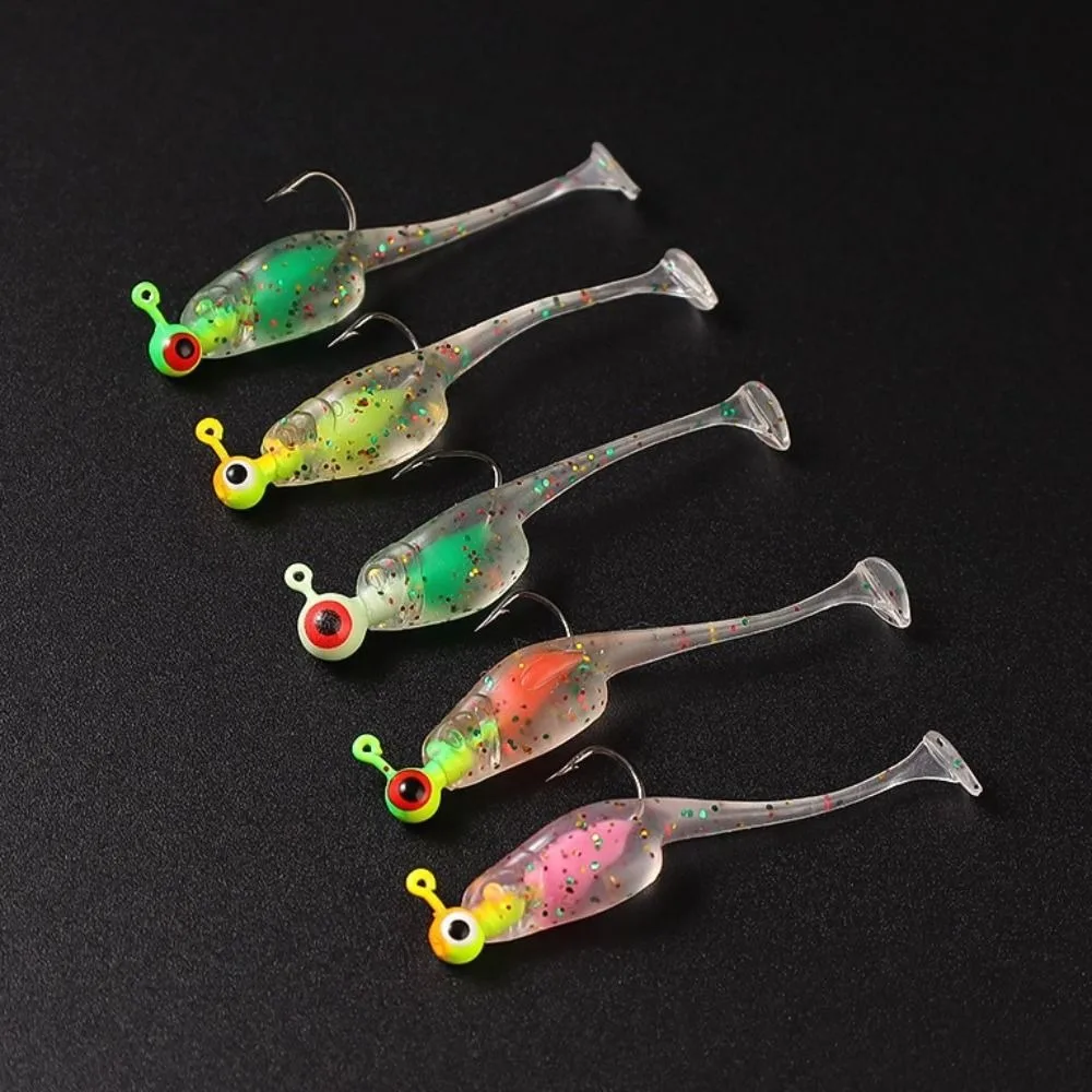 20PCS New TPE Fishing Soft Lures 5cm 1.3g Green Pink Yellow Orange Artificial Lures Soft Floating Minnow Baits Fishing