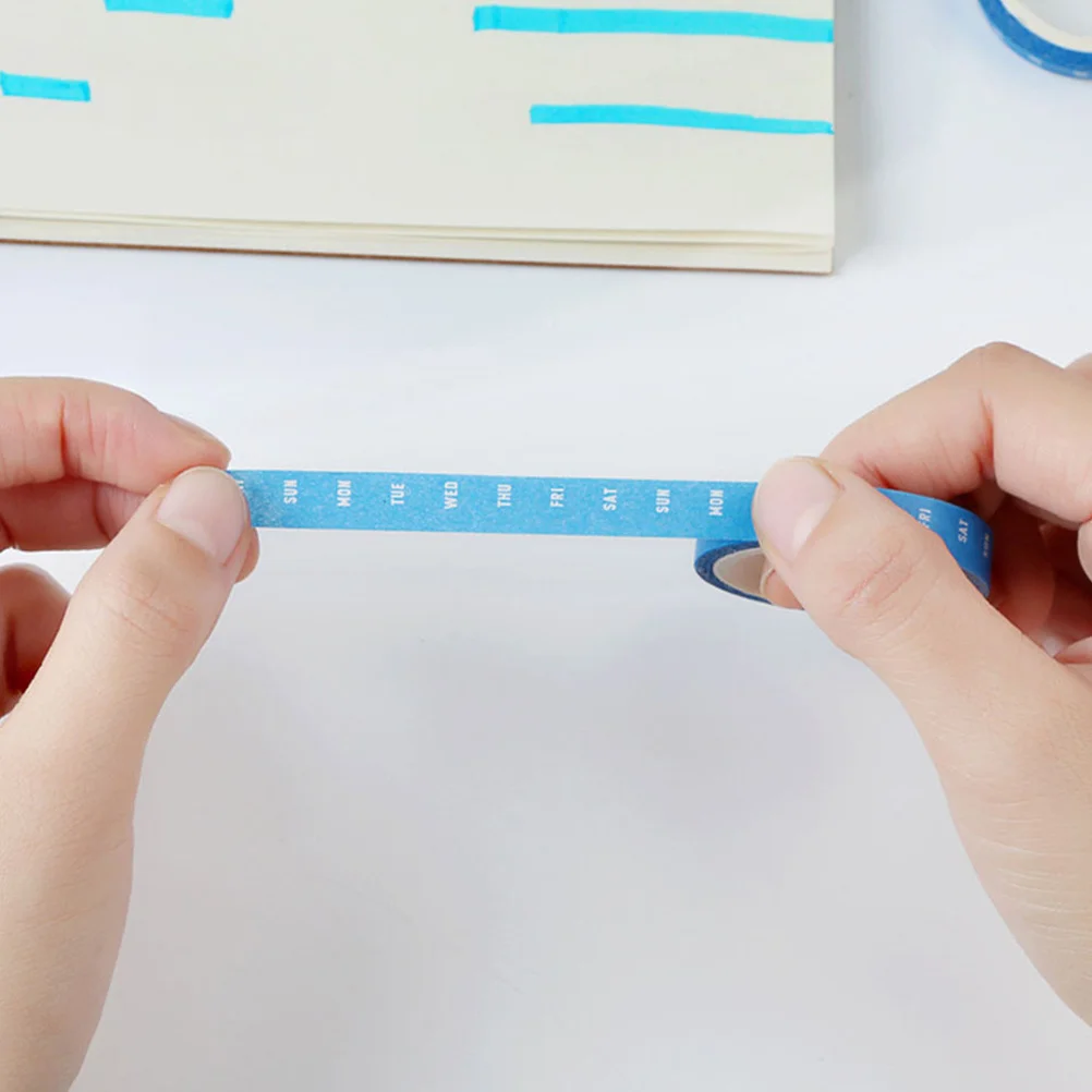 4 ロール和紙テープ プランナー ジャーナリング 時間整理 装飾クラフトテープ DIY スクラップブック オフィス 学校 書き込み可能なラインセット