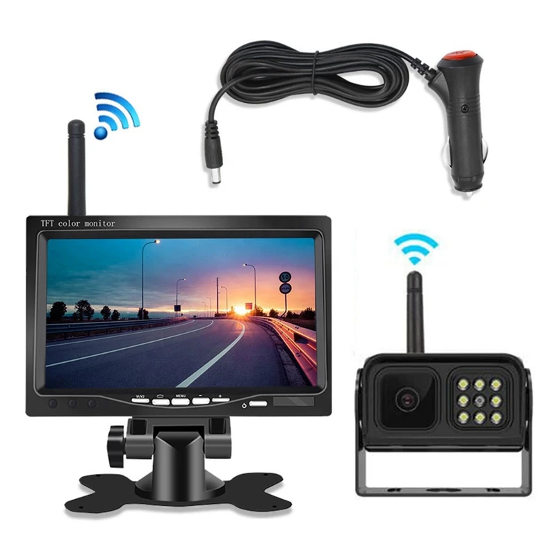 

Wireless 7 Inch Car Monitor Rear View Backup Camera Kit Fit For Truck Bus RV Trailer Night Vision Reverse Kit Auto Parking