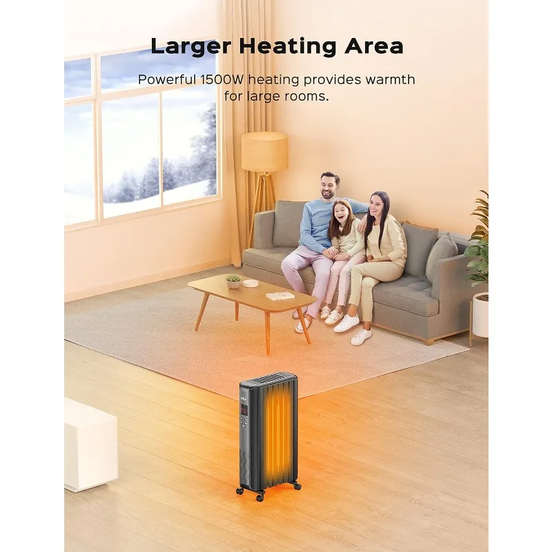 Dreo Radiator Heater, Upgrade 1500W Electric Portable Space Oil Filled Heater with Remote Control, 4 Modes