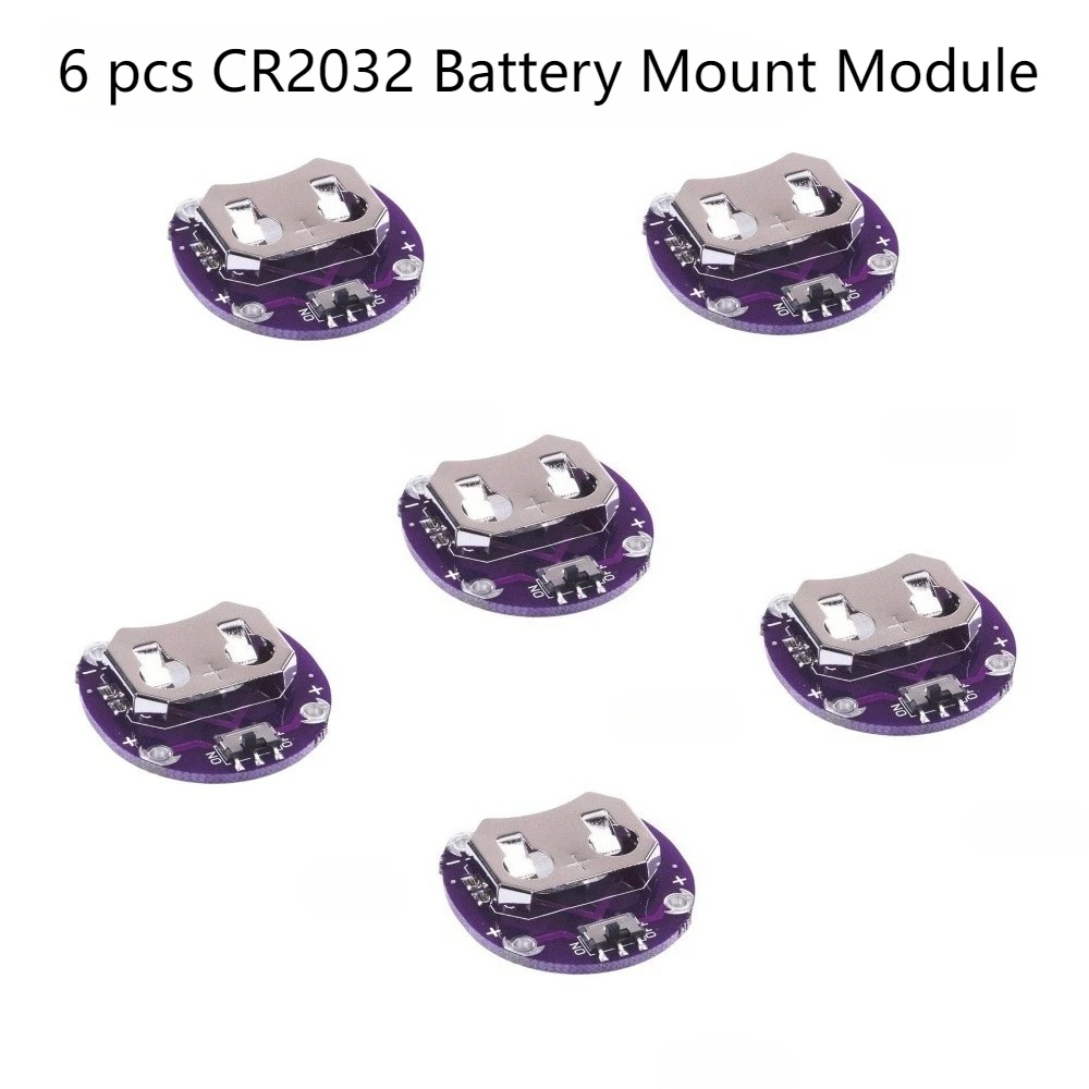 6pcs Lilypad Coin Cell Battery Holder CR2032 Battery Holder Case Module, Compatible with Arduino, STM32, ESP32, Raspberry Pi