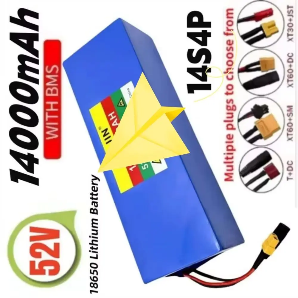 

52V 14000mAh High Capacity Lithium Battery Pack for Electric Balance Car Bike Scooter Tricycle - Rechargeable 18650 14S4P with B