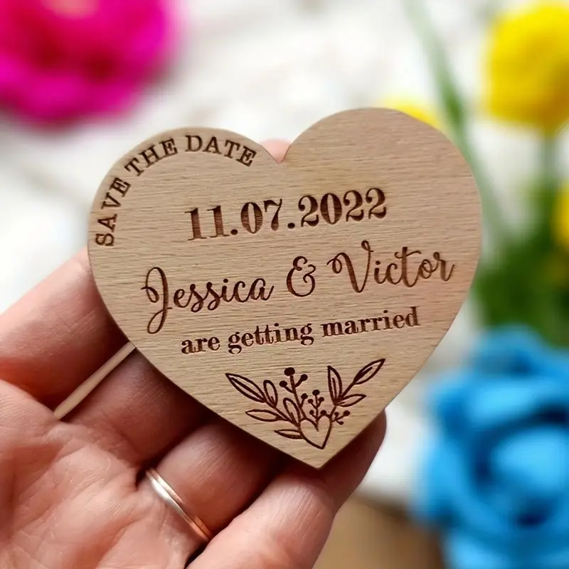 Custom Engraved Wooden Heart Ornament Personalized Wedding Keepsake Proposal Confession Gift Eternal Love Memorial Decor