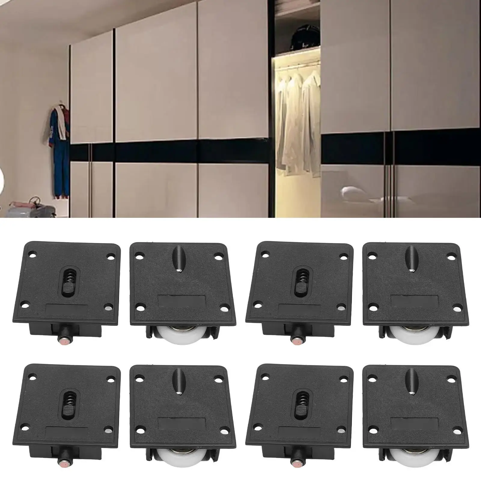 4 Sets Sliding Door Roller 25mm Wardrobe Pulley Wheel Accessory for Cabinet Furniture