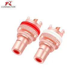 1Pair RCA Jack HIFI Terminals, pom insulation High-end RCA Socket Adapter AV Terminal Phono Connector, Gold/Rhodium/Red Copper