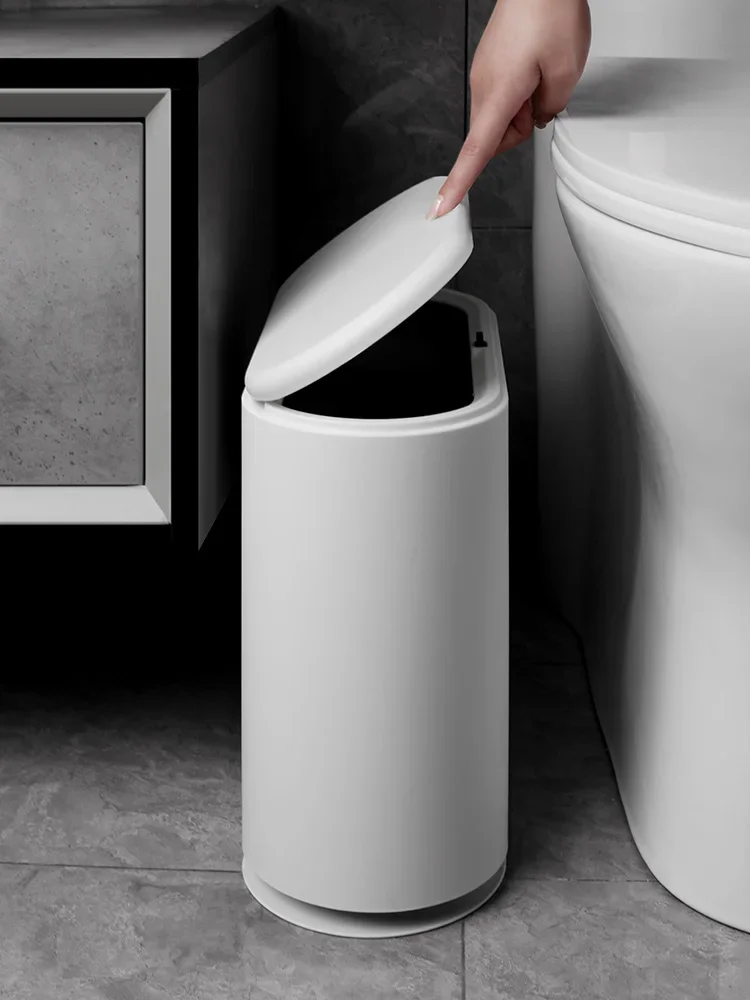 Household elastic lid trash can Nordic simple plastic living room kitchen bathroom bedroom creative wastebasket