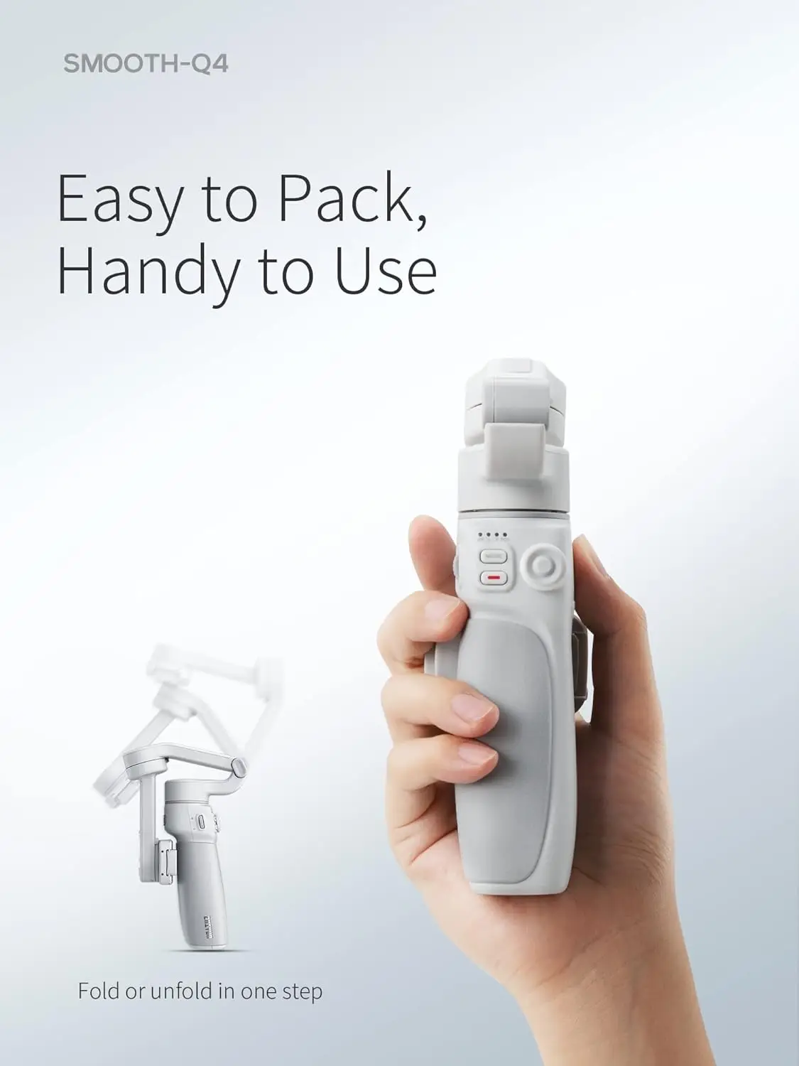 Zhiyun Smooth-Q4 Smartphone Gimbal Stabilizer Compact Folding 3-Axis Stabilizer with Built-In Extension Rod up to 8.5