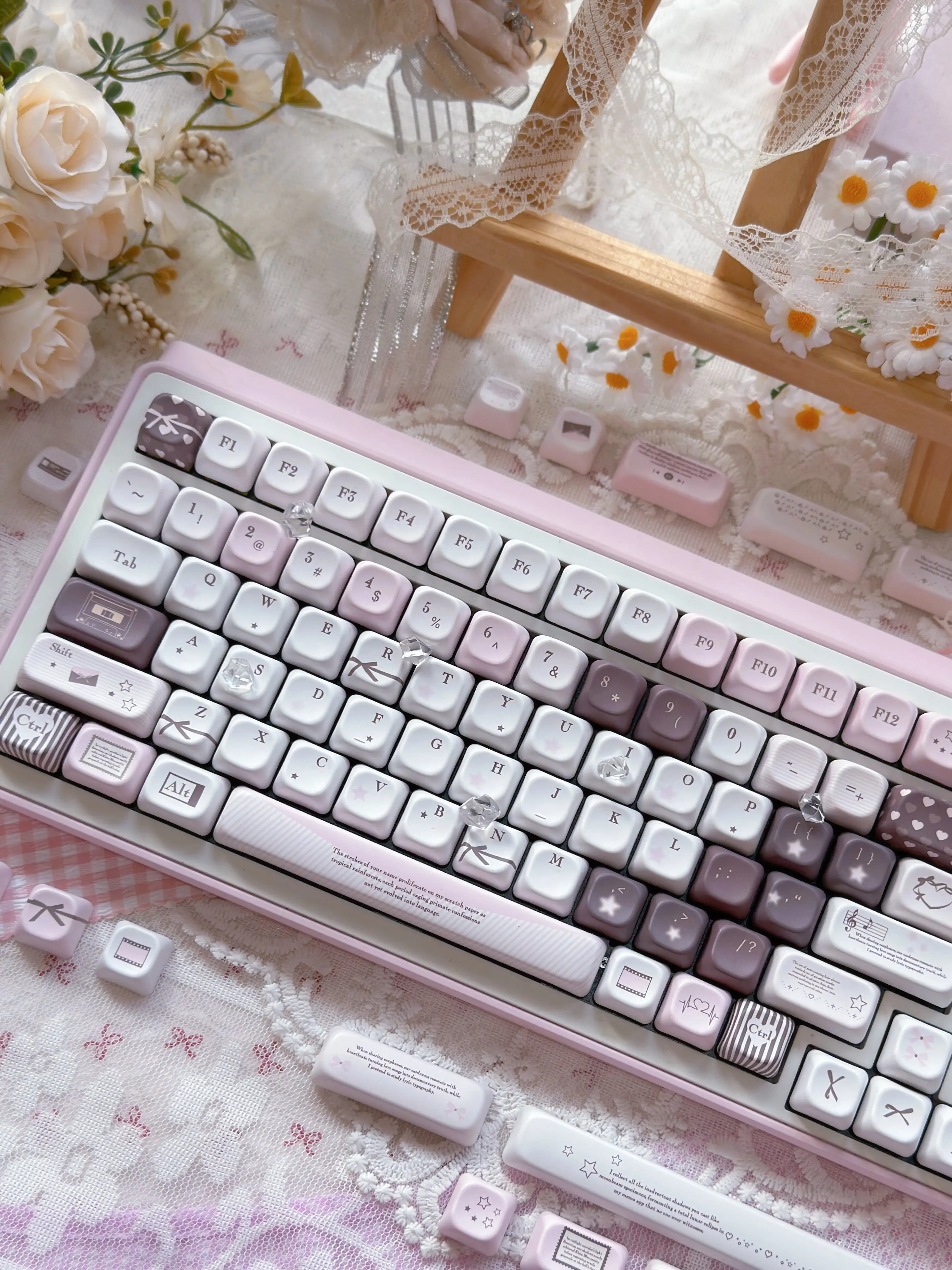 MAIMOOO Keycaps Unsent Letter CHERRY FOA PBT Five Sided Thermal Sublimation Personalized Mechanical Keyboard Pink Keycaps