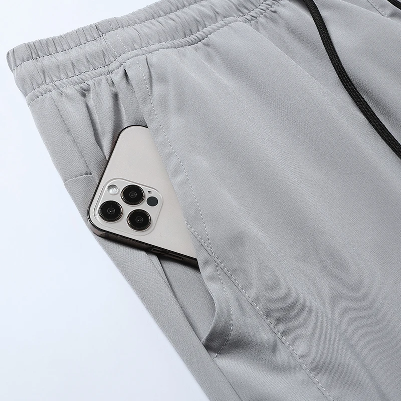 CHRLCK Men Running Pants Jogging Casual Summer Thin Sweatpants Quick Dry Ice Silk Straight Trousers Sports Gym Breathable Unisex image 5