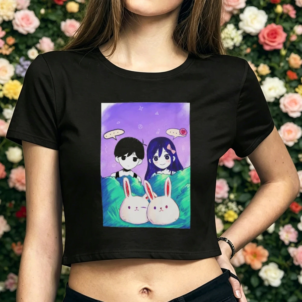 Omori cropped top women cute korean fashion cheap graphic japan t shirt alternative  cheap emo cute