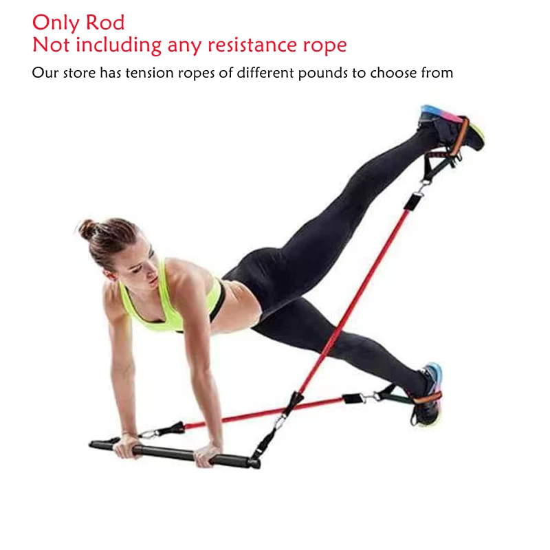 Portable 3 Section Pilates Exercise Fitness Bar For Resistance Bands Detachable Stainless Steel Rod Deep Squat Yoga Accessories