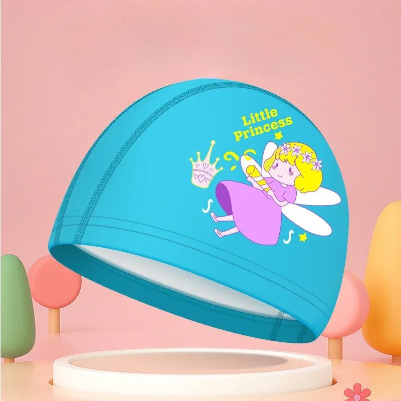 Cartoon Little Princess Children Swimming Caps PU Coating Waterproof Breathable Girls Swimming Hats Pool Sea Equipment