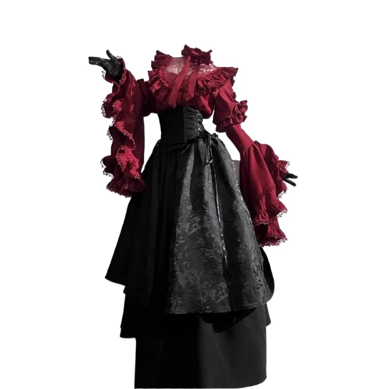 halloween-cosplay-costume-dark-lolita-shirt-fishbone-half-skirt-two-piece-set-gothic-theme-party-role-playing-outfits-for-women
