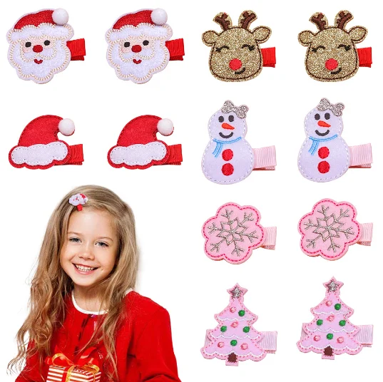 36pc/lot Christmas Tree Hair Clips Christmas Bows Baby Girl Kids Barrettes  Boutique Pink Bow Hairpin for Girls Hair Accessories