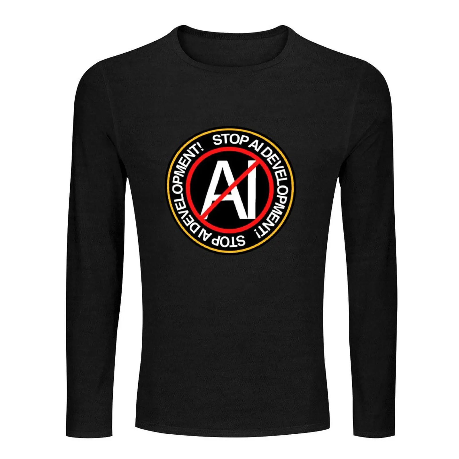 Stop AI Development Long T-Shirt quick drying shirt custom t shirts design your own new edition t shirt black t-shirts for men