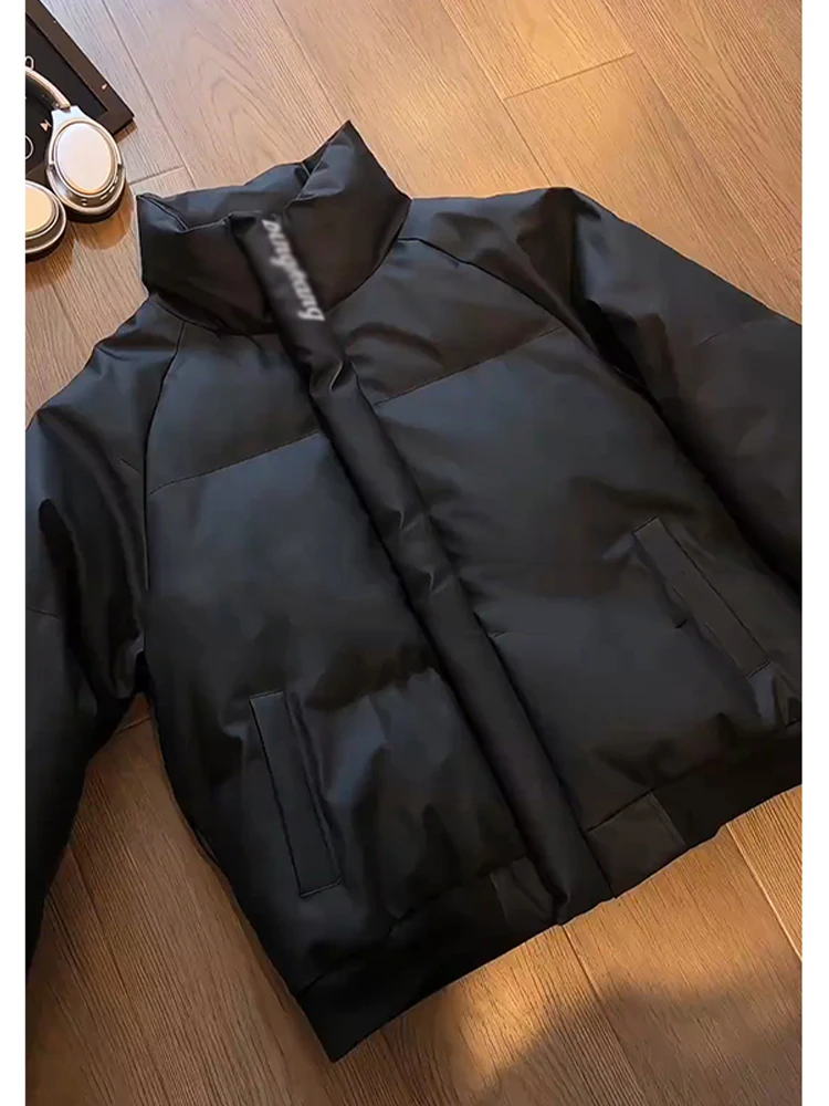 

Ретро американский хлопковый джет из искусственной кожи с вышивкой, мужское зимнее пальто с воротником-стойкой, повседневное пальто с подставкой для хлеба