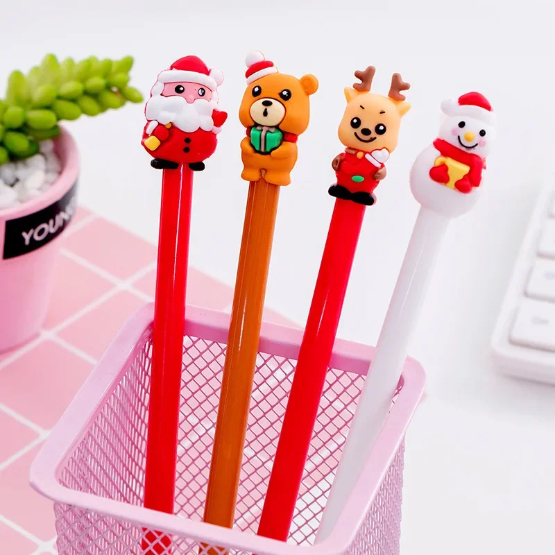 1Pc Kawaii Christmas Themed Gel Pens Signature Pen Black Ink Christmas Tree Elk Santa Gift School Office Stationery Supplies