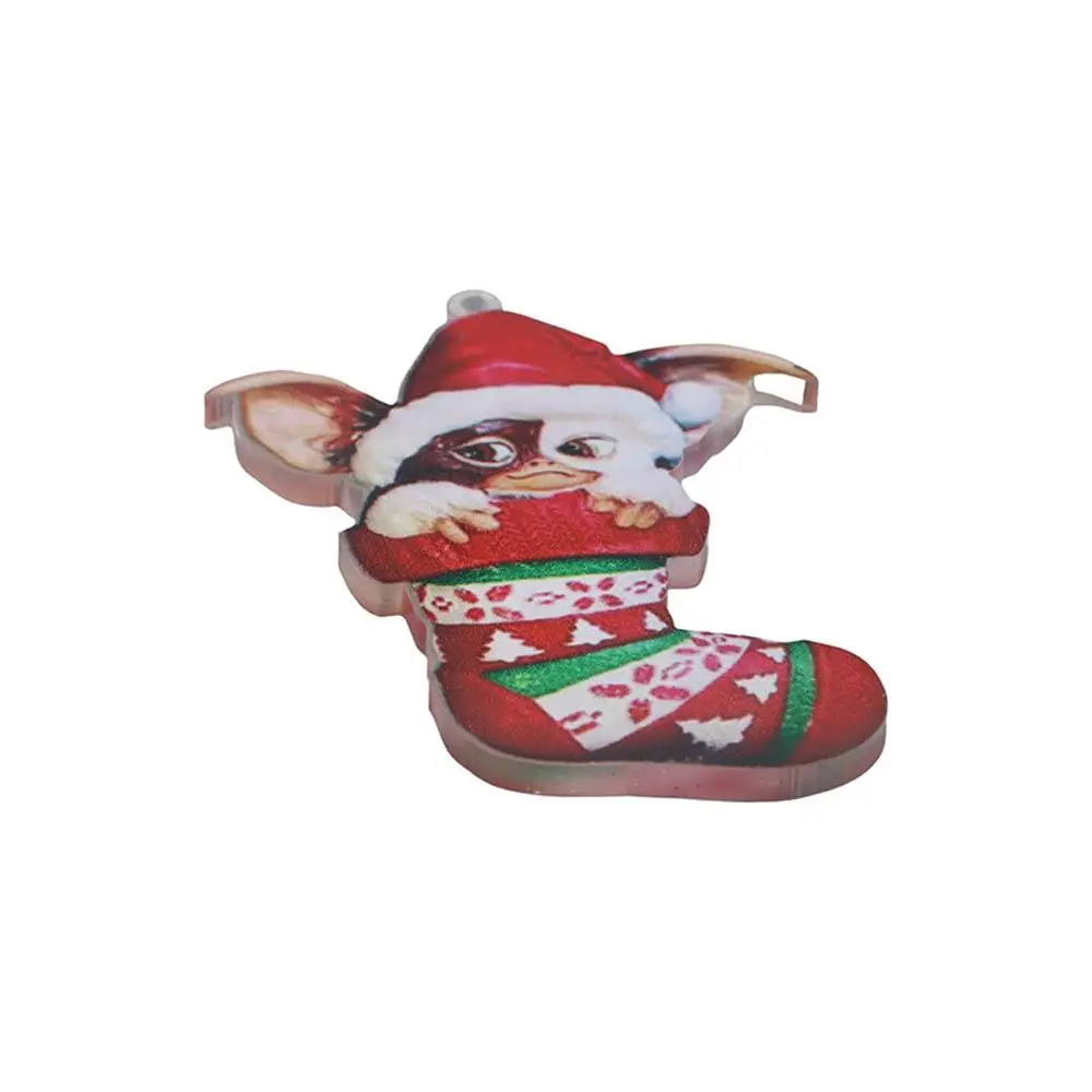 Ornaments 2D Gremlins Santa Hat Socks Dog Acrylic Gremlins Gizmo Flying Dragon Hanging Chrismtas Tree Pendants Christmas Gift