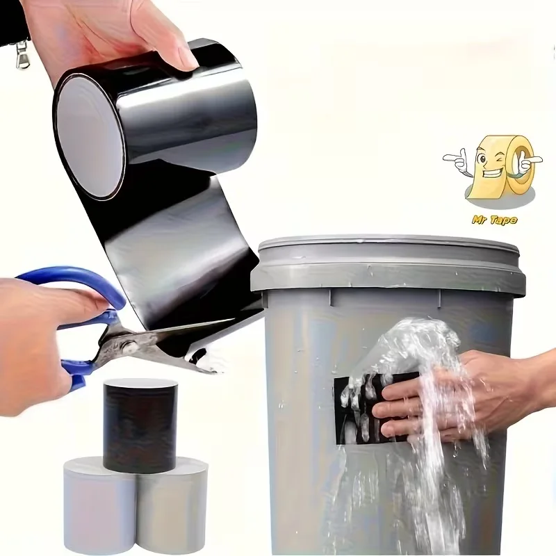 Especially suitable for families, RVs, rooftops, pipelines, and swimming pools. Black, waterproof tape - super strong, made of PVC material