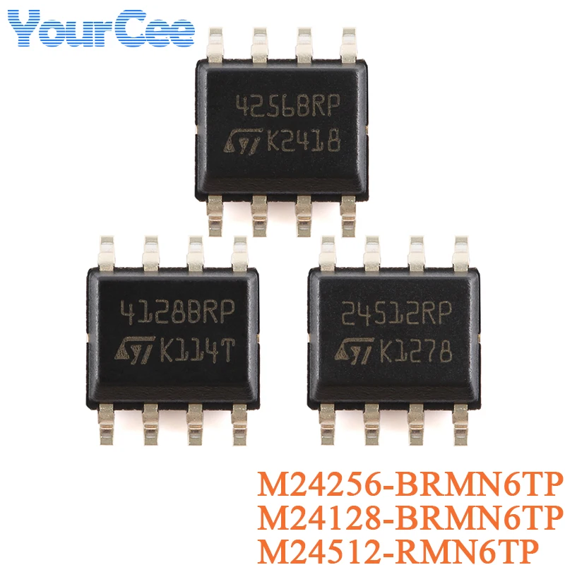 5Pcs M24256 M24128 M24512 -RMN6TP SOP-8 24512RP 41288RP 4256BRP 256Kbit 128Kbit 512Kbit Serial I2C IIC Bus EEPROM IC Chip