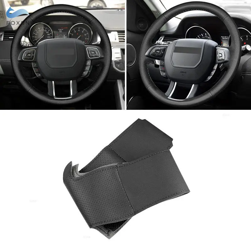 Perforierter Mikrofaser-Leder-Lenkradbezug für Land Rover Range Rover Evoque 2012 2013 2014 2015 2016 2017 2018 Schwarz