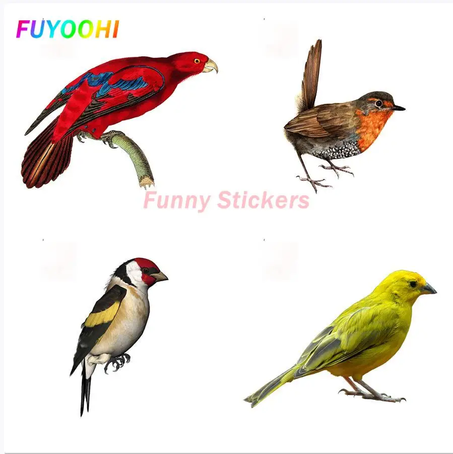 FUYOOHI Play Stickers Lifelike Canary Bird Car Sticker Cartoon DIY Decal Refrigerator Windshield Waterproof Bumper PVC Car Wrap