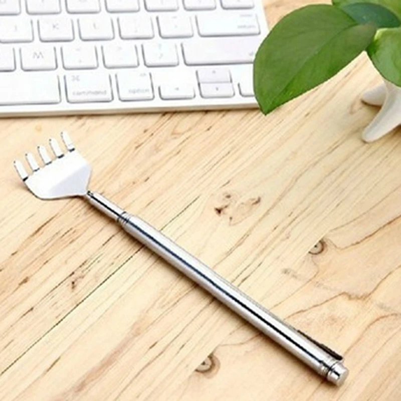 Telescopic Scratcher Silver Pocket Pen Clip Scratch Massage Tool Telescopic Back Scratcher Itch Portable Stainless Steel