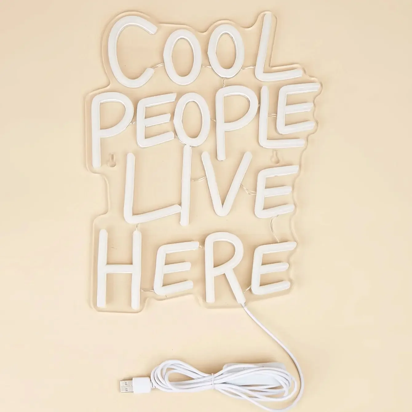 Cool People Live Here USB Powered Neon Signs Night Light Wall Art Bedroom Room Decor Lamp Signs Birthday Gift