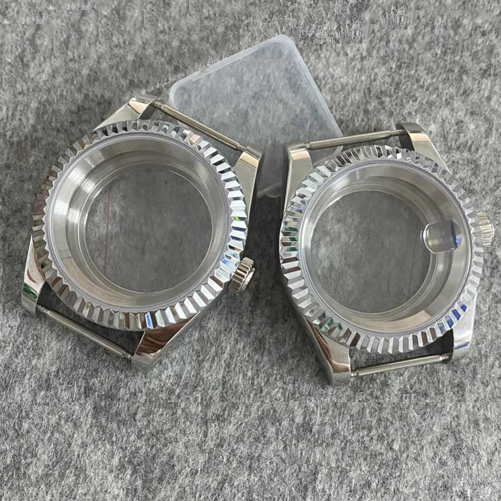 

NH35 Case 39mm Steel Watch Case with Transparent Bottom Sapphire Glass for NH35 NH36 Movement Tooth Ring Watch Parts for seiko