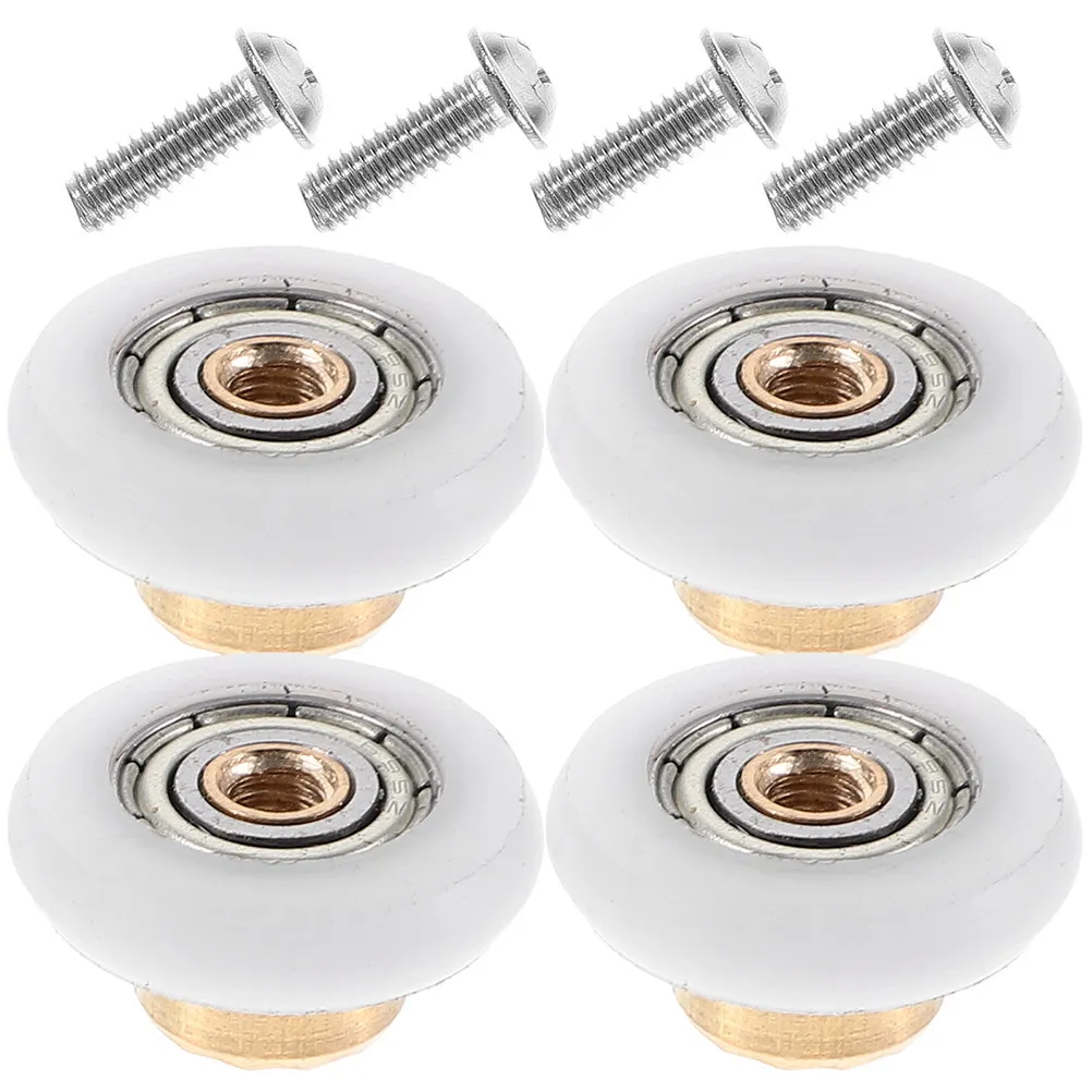 

4Pcs Shower Door Sliding Rollers Replacement for Glass Doors Heavy Duty Stainless Steel Copper Nylon Rollers Smooth Quiet