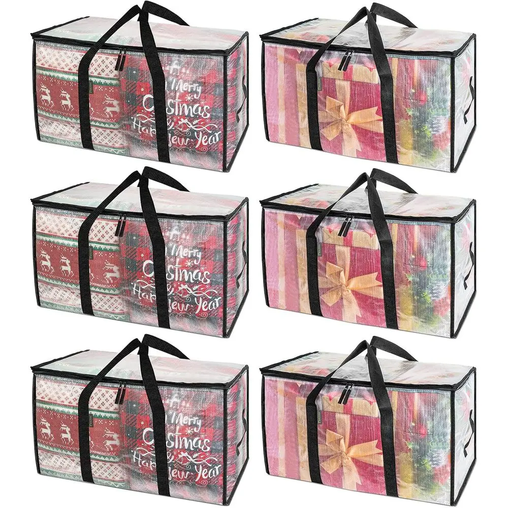 

6-Piece Extra-Large Clear Moving Bags with Strong Handles for Clothes and Storage